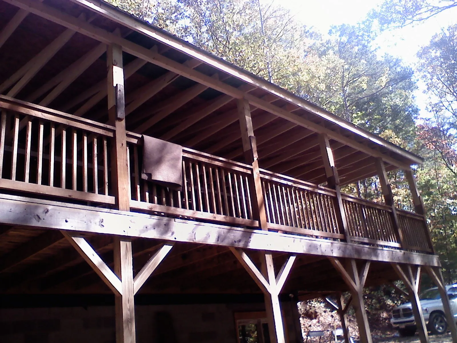 Timber framing under a new elevated porch and deck — Roof Leak Repair in Demarest by Roofing Brothers